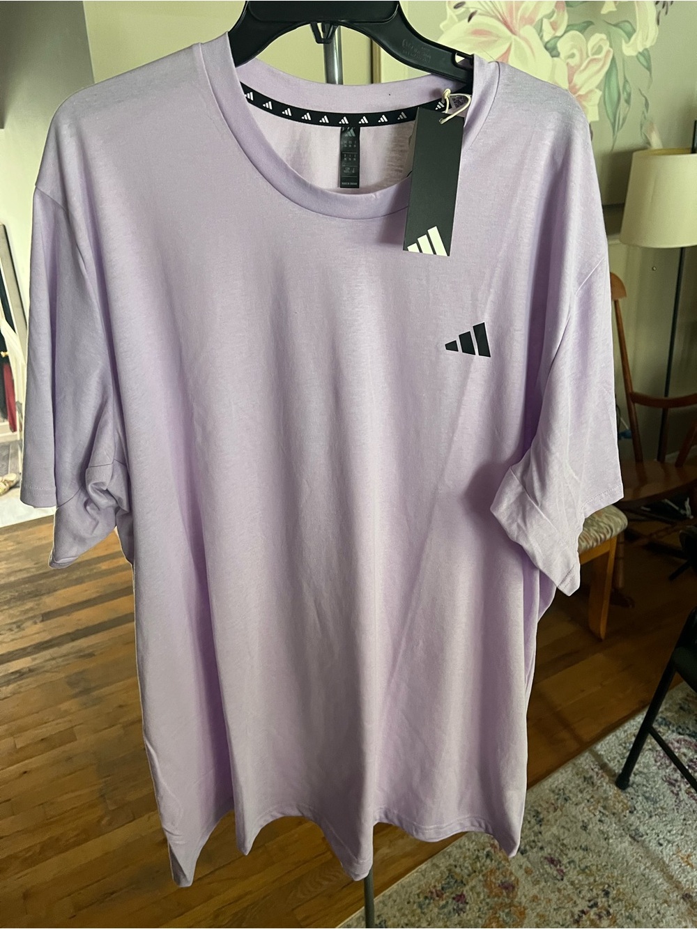 adidas Lavender Crew Neck Short Sleeve Tee